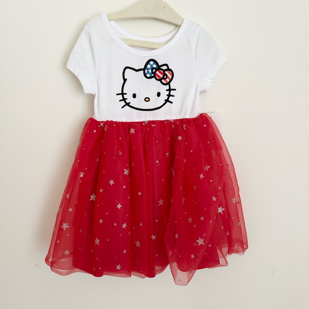 ✨ NEW Hello Kitty 4th of July Dress with Sparkly Tulle Skirt